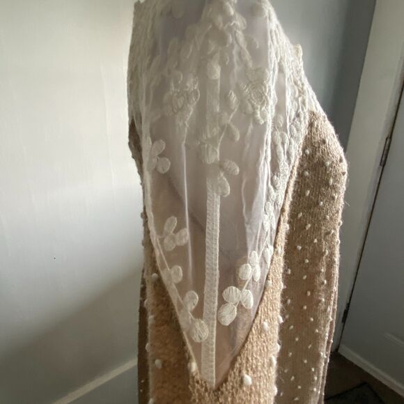 Altar'd State Light Brown and Ivory Lace Tunic sz S Cottagecore Peasant Granola - Picture 4 of 11